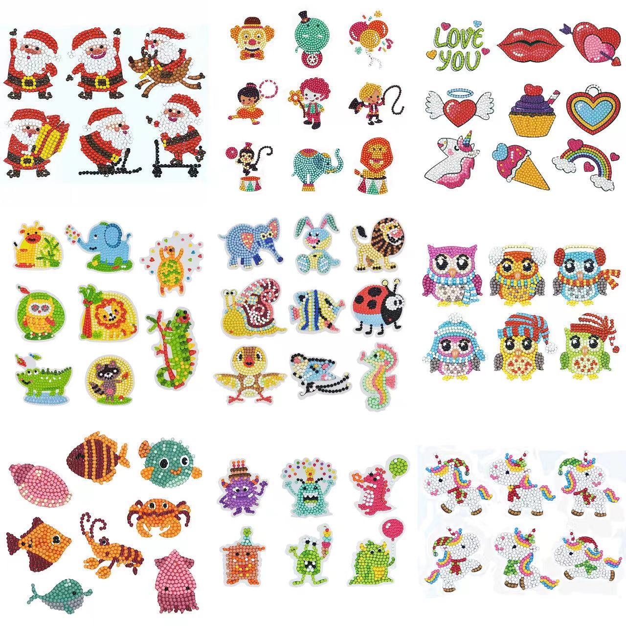 Resin Art Sticker - مجموعة ملصقات رسم ماسية خماسية دي