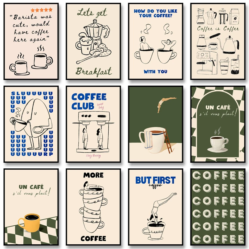 Resin Art Gallery - ملصق فني بدون إطار بتصميم Coffee