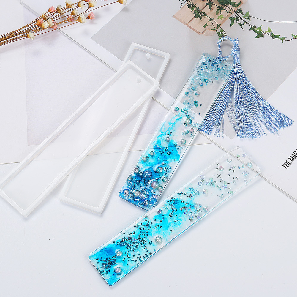 قالب سيليكون جديد شفاف مستطيل  - مراجعة Resin Art Bookmark وسعره