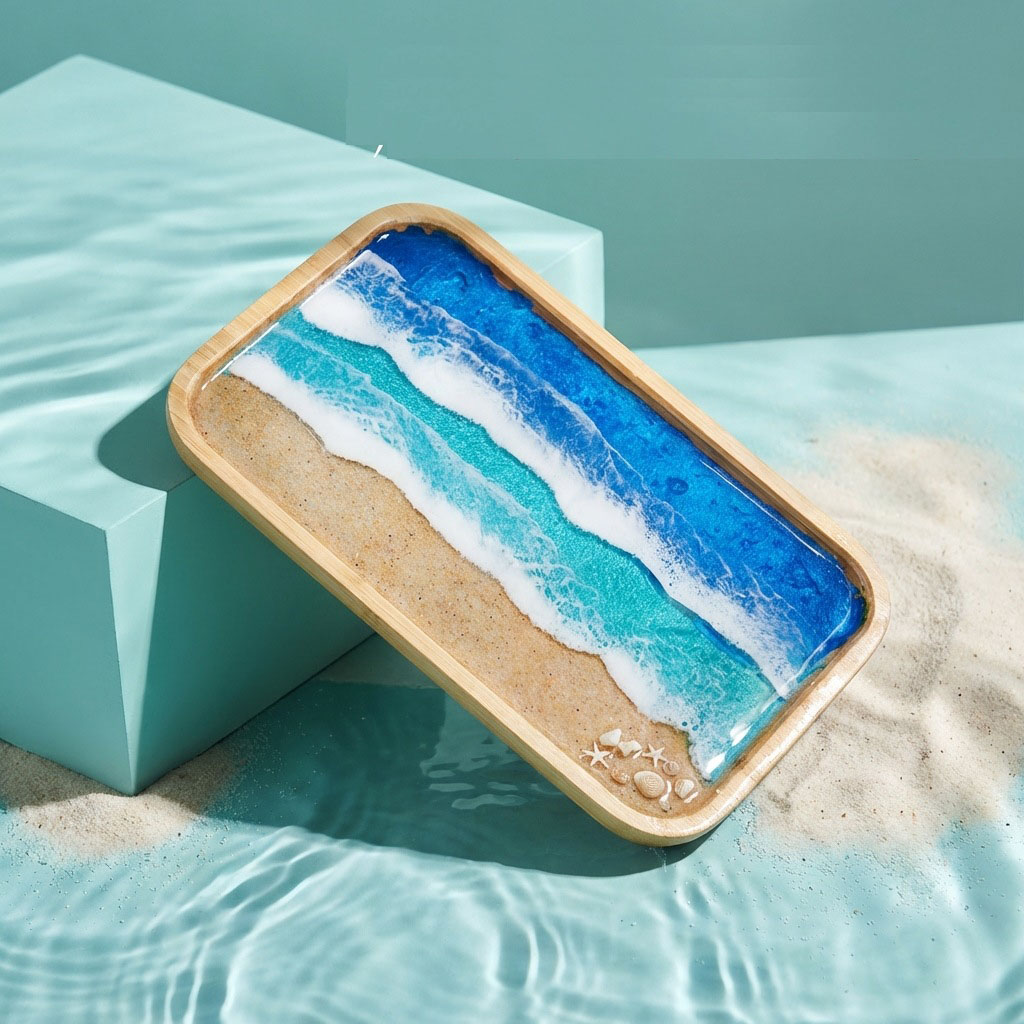 صينية ديكور خشبية من راتنج الإ - مراجعة Resin Art With Wood وسعره