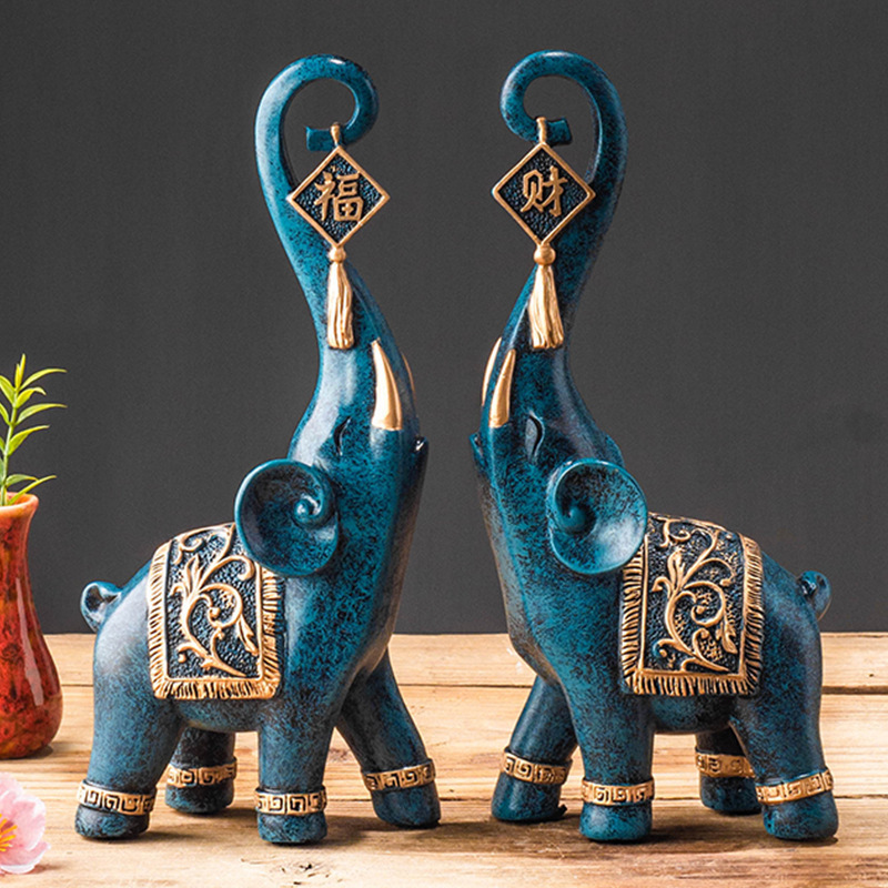زوج من تماثيل الفيل الصينية عل - مراجعة Resin Art For Wedding Gift وسعره