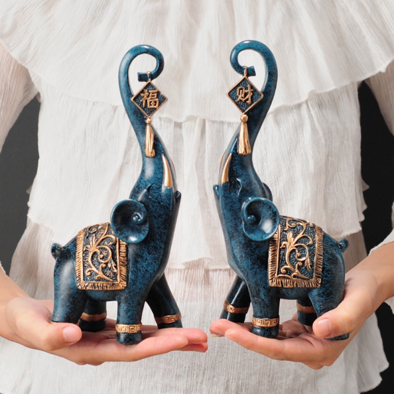 زوج من تماثيل الفيل الصينية عل - مراجعة Resin Art For Wedding Gift وسعره